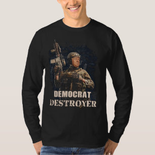 Camiseta Soldado militar Trump demócrata destruye EE.UU.