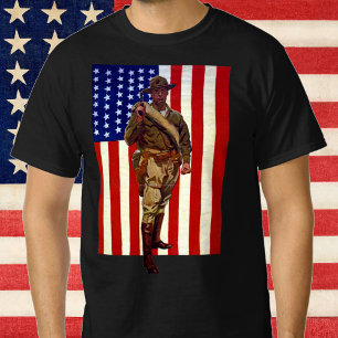 Camiseta Soldado Patriótico Vintage con Bandera Americana