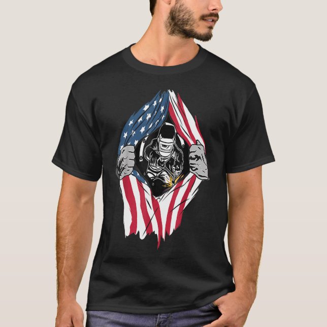 Camiseta Soldador De Guay Usa Patriotic American Flag Welde (Anverso)