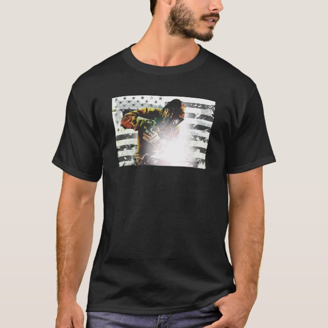 Camiseta Soldador de la bandera americana (Anverso)