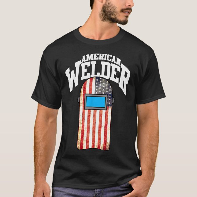 Camiseta Soldador Estadounidense Bandera Soldadura Hood Gif (Anverso)
