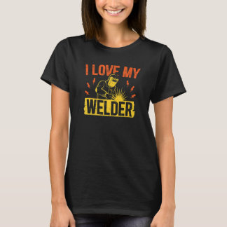 Camiseta Soldadora: Amo a herrero soldando a Ironworker