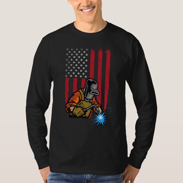 Camiseta Soldadora de soldadura de soldadura de la bandera  (Anverso)