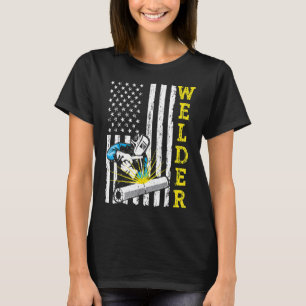 Camiseta Soldadora Orgullosa Pipefitter Us Flag Retro Vinta
