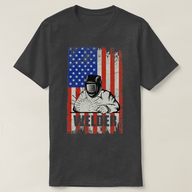 Camiseta Soldadura de la Bandera Americana Welder1 (Diseño del anverso)
