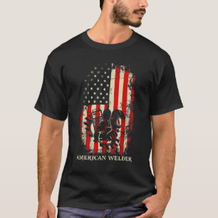 Camiseta Soldadura Vintage estresada bandera estadounidense