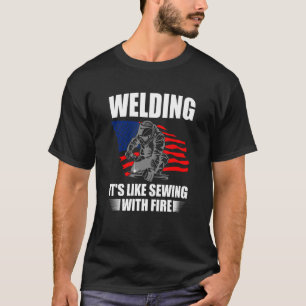 Camiseta Soldar es como masticar con fuego Bandera estadoun