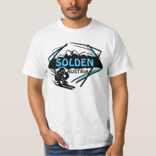 Camiseta Solden Austria tee de valor del arte de esquí azul