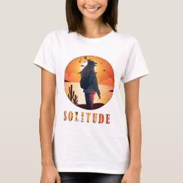 Camiseta Soledad , Chica de pie con un respaldo de puesta d