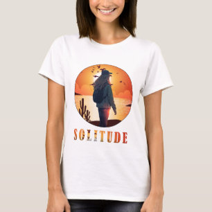 Camiseta Soledad , Chica de pie con un respaldo de puesta d