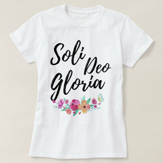 Camiseta Soli deo Gloria Gloria a Dios solo cita cristiana (Diseño del anverso)