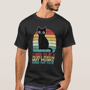 Camiseta Solía ser una persona divertida gato negro