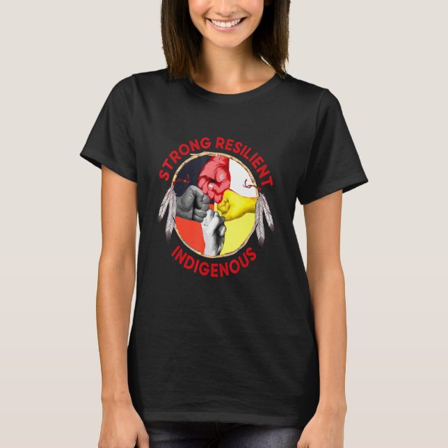 Camiseta Sólida conciencia indígena no robada si (Anverso)