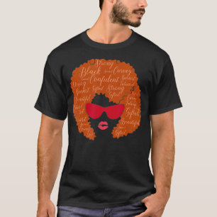 Camiseta Sólida Mujer Negra Afro Word Collage de Arte Hair 