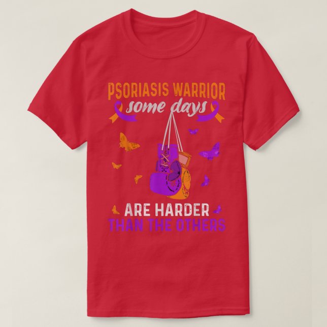 Camiseta Sólida Psoriasis Warrior Ribbon Soporte Psoriasis (Diseño del anverso)