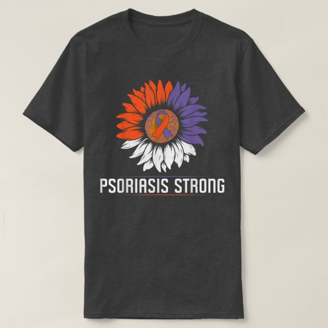 Camiseta Sólida Psoriasis Warrior Ribbon Soporte Psoriasis (Diseño del anverso)