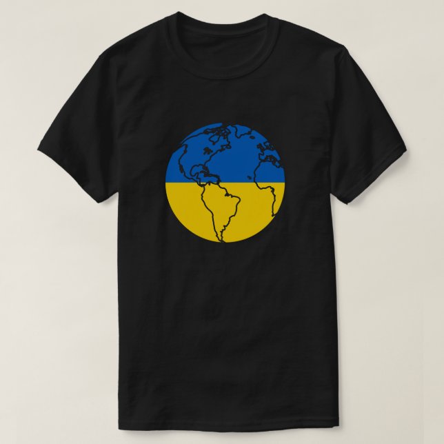 Camiseta solidaria del mundo de la bandera ucrania (Diseño del anverso)