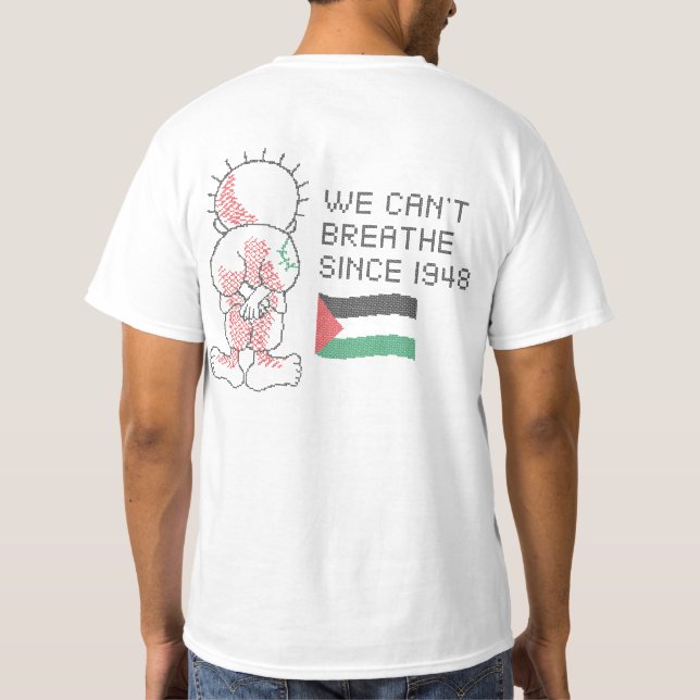 Camiseta Solidaridad palestina No podemos respirar desde 19 (Reverso)
