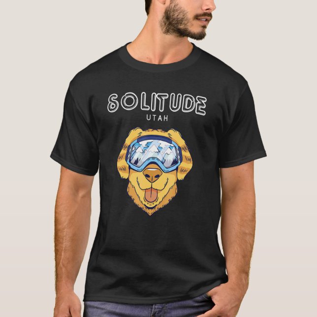 Camiseta Solitude Utah - Gracioso perro esquiar en Google (Anverso)