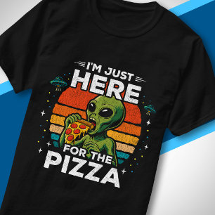 Camiseta Solo aquí por la Pizza Espacio Retro Divertido Ali