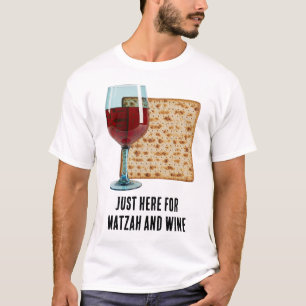 Camiseta Solo Aquí Por Matzá y Vino Divertido Séder de Pasc