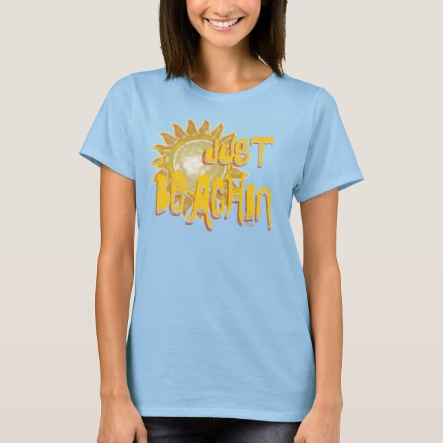Camiseta ¡Sólo BEACHIN! (Sol 3D/amarillo) (Anverso)