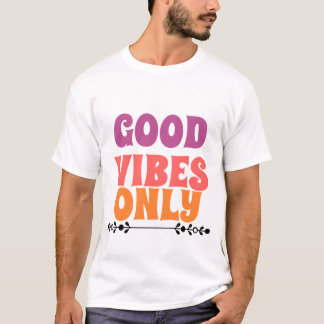 Camiseta Solo Buenas Vibraciones Retro Rosa Púrpura Naranja