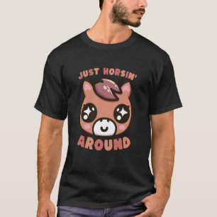 Camiseta Solo Cabalgando Caballo Kawaii Lindo Divertido Man