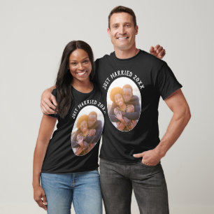 Camiseta Solo casada Happy Couple Photo Unisex Black