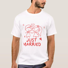 Camiseta Solo casado - Diseño de esbozo de pareja de corte