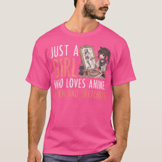 Camiseta Solo Chica que ama a Anime Ramen bosquejando Sa gr
