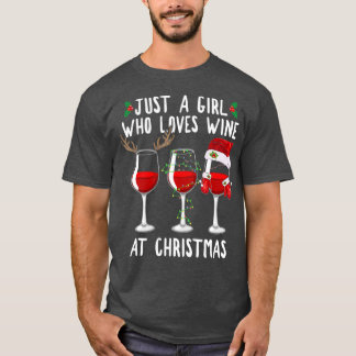 Camiseta Solo Chica Que Ama El Vaso De Vino A Los Navidades
