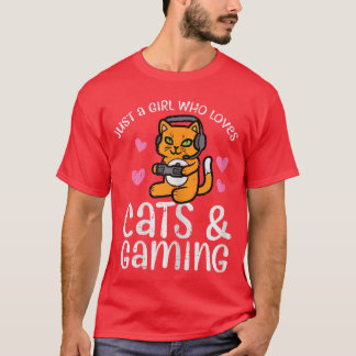 Camiseta Solo chica que ama gatos jugando divertido jugador