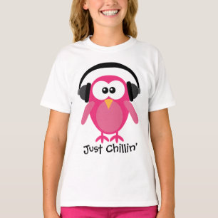 Camiseta Solo Chillin'Lechuza Rosa Con Auriculares