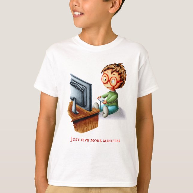 Camiseta Solo cinco minutos más para que un niño juegue vid (Anverso)