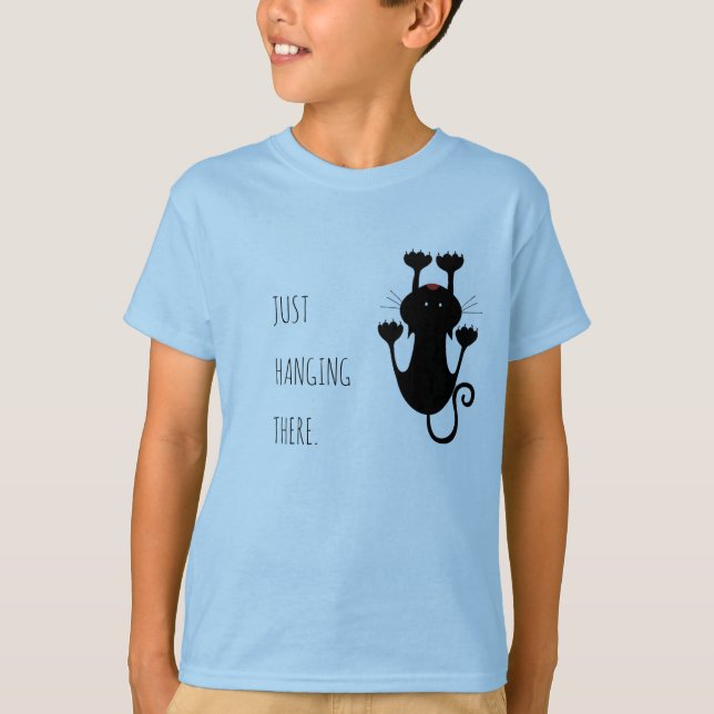 Camiseta Sólo colgando ahí personalizado negro texto divert (Anverso)