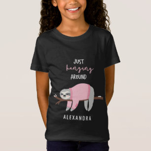 Camiseta Sólo colgando alrededor de rosa perezoso
