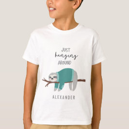Camiseta Sólo colgando alrededor del verde azulado perezoso
