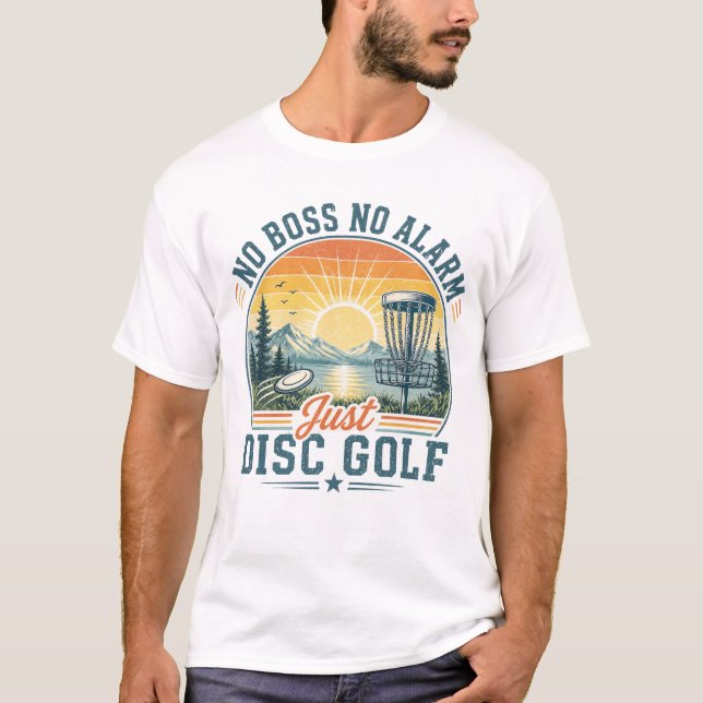 Camiseta Solo Disc Golf Atardecer Retro (Anverso)