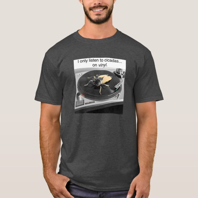 Camiseta Sólo escucho las cigarras en vinilo (Anverso)