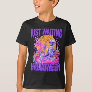 Camiseta Solo Esperando Para Halloween Esqueleto Espeluznan