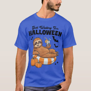 Camiseta Solo Esperando Por Halloween Cute Perezoso Perezos