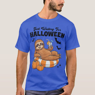 Camiseta Solo Esperando Por Halloween Cute Perezoso Perezos