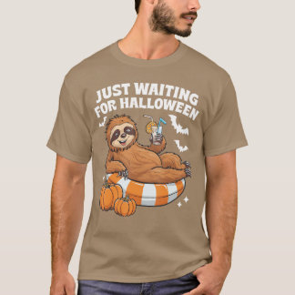 Camiseta Solo Esperando Por Halloween Cute Perezoso Perezos