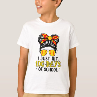 Camiseta Sólo Golpear Feliz 100 Días De Escuela De Softball