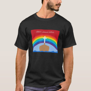 Camiseta Solo Jesús salva - Motismo cristiano del arco iris