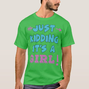 Camiseta Solo Kidding es un Chica chico rosado gracioso Rev