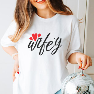 Camiseta Solo matrimonio Wifey Moderno Elegante guión simpl