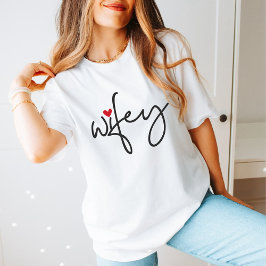 Camiseta Solo matrimonio Wifey Moderno Elegante guión simpl
