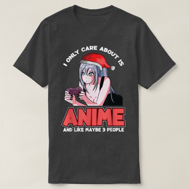 Camiseta Solo Me Importa Anime Y Como 3 Personas Christma (Diseño del anverso)